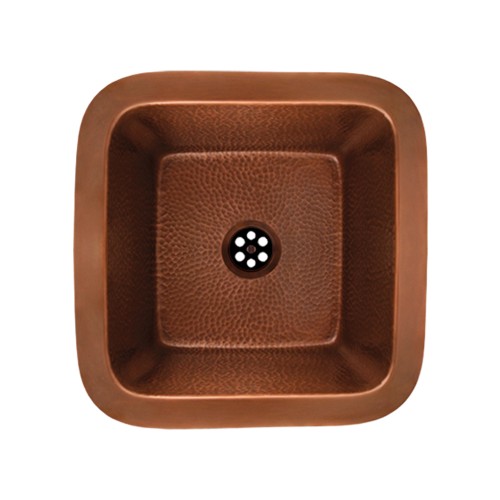 WHI-WHCOLV1414-HAMMERED COPPER Copperhaus square drop-in/undermount basin with a hammered texture