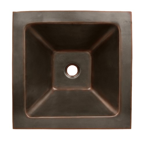WHI-WHDWSQ17-SMOOTH BRONZE Copperhaus square above mount basin with smooth texture
