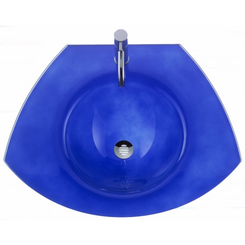 WHI-WHECOLOOM-BLUE New Generation Ecoloom trapezoidal glass countertop with integrated round basin