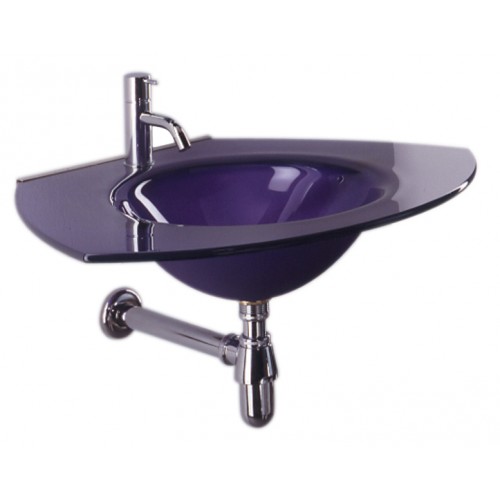 WHI-WHECOLOOM-VIOLET New Generation Ecoloom trapezoidal glass countertop with integrated round basin