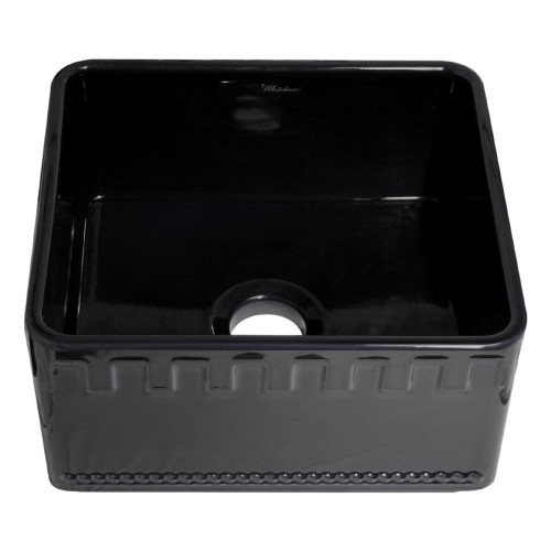 WHI-WHFLATN2018-BLACK Reversible series fireclay sink with an Athinahaus front apron one side and fluted front apron on opposite side