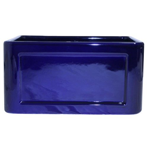 WHI-WHFLCON2018-BLUE Reversible series fireclay sink with Concave front apron one side and fluted front apron on other