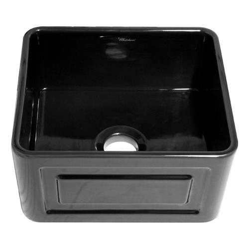 WHI-WHFLRPL2018-BLACK Reversible series fireclay sink with Raised Panel front apron on one side and fluted front apron on other