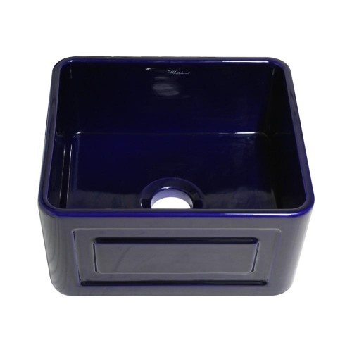 WHI-WHFLRPL2018-BLUE Reversible series fireclay sink with Raised Panel front apron on one side and fluted front apron on other