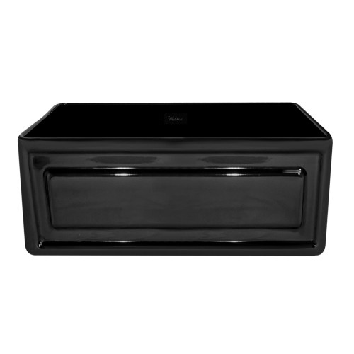 WHI-WHFLRPL2418-BLACK Reversible series fireclay sink with Raised Panel front apron on one side and fluted front apron on other