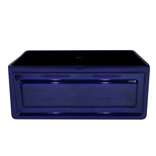 WHI-WHFLRPL2418-BLUE Reversible series fireclay sink with Raised Panel front apron on one side and fluted front apron on other
