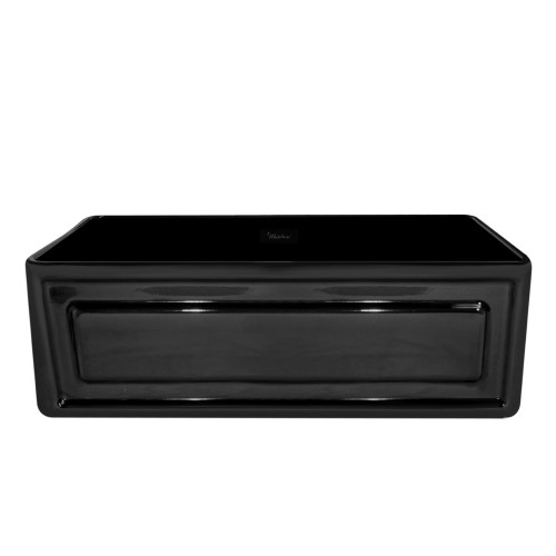 WHI-WHFLRPL3018-BLACK Reversible series fireclay sink with Raised Panel front apron on one side and fluted front apron on other