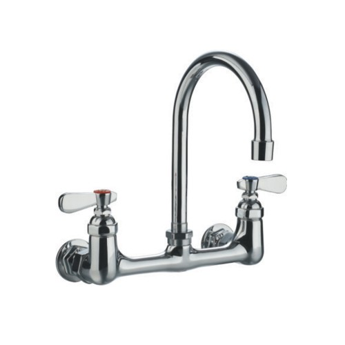 WHI-WHFS9814-P4-C Heavy Duty wall mount utility faucet with a gooseneck swivel spout and lever handles