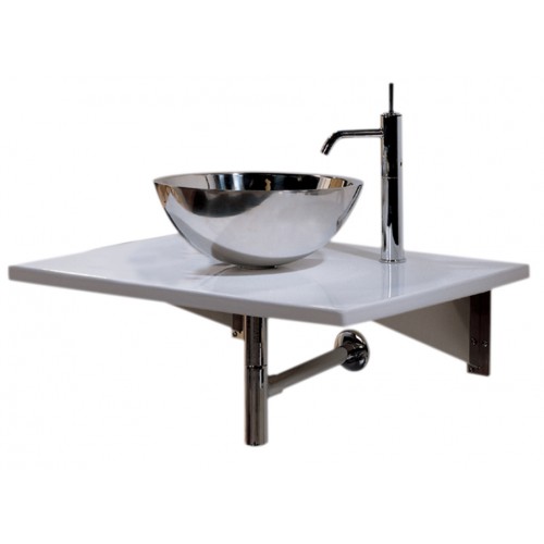 WHI-WHGOTTA-S New Generation porcelain counter top unit with polished stainless steel above mount basin and polished stainless steel
