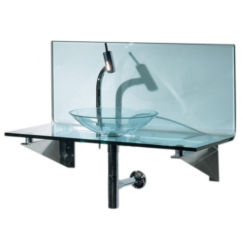 WHI-WHIMAGE-G New Generation transparent glass L-shaped top system with glass above mount contact basin and polished stainless steel