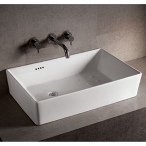 WHI-WHKN1081 Isabella rectangular above mount basin with overflow and offset center drain