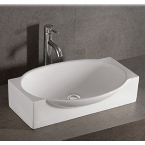 WHI-WHKN4014 Isabella rectangular above mount basin with integrated oval bowl and a center drain