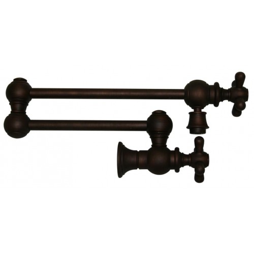 WHI-WHKPFCR3-9550-MB Vintage III patented wall mount pot filler with cross handles and swivel aerator