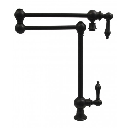 WHI-WHKPFDLV3-9555-ORB Vintage III patented deck mount pot filler with lever handles and swivel aerator