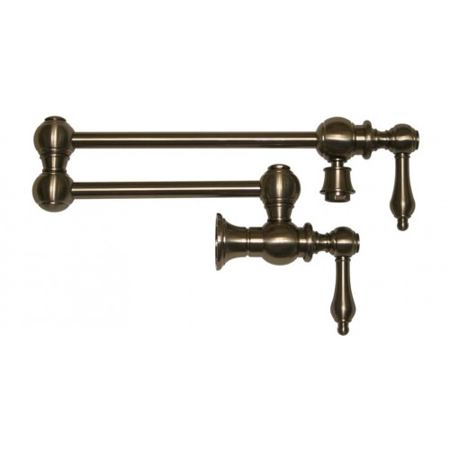 WHI-WHKPFLV3-9550-BN Vintage III patented wall mount pot filler with lever handles and swivel aerator