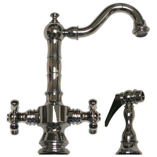 WHI-WHKSDTCR3-8204-C Vintage III dual handle entertainment/prep faucet with short traditional swivel spout, cross handles and solid brass side spray