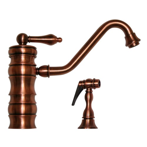 WHI-WHKTSL3-2200-ACO Vintage III single lever faucet with traditional swivel spout and solid brass side spray