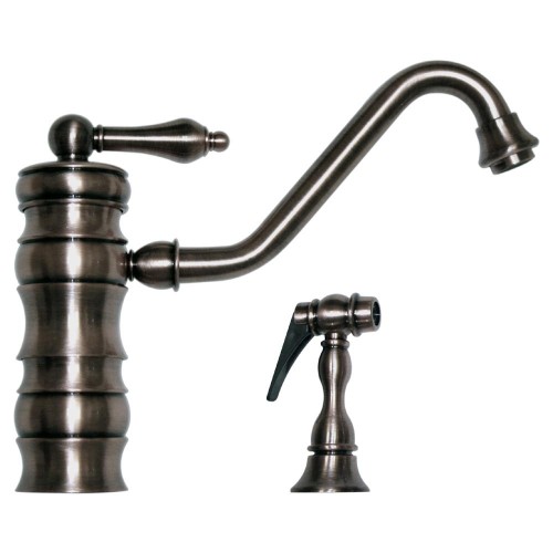WHI-WHKTSL3-2200-BN Vintage III single lever faucet with traditional swivel spout and solid brass side spray