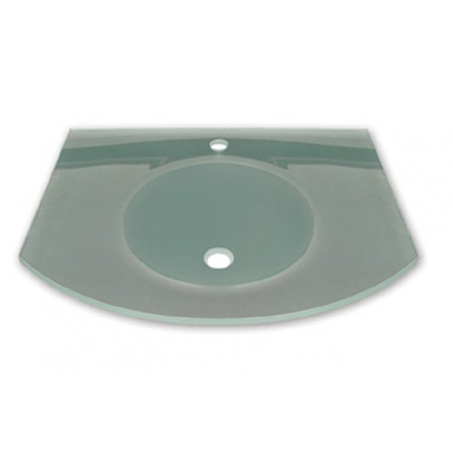 WHI-WHLOOM-C New Generation arched 1/2" matte glass counter top with integrated round basin - polished stainless steel angular wall mount