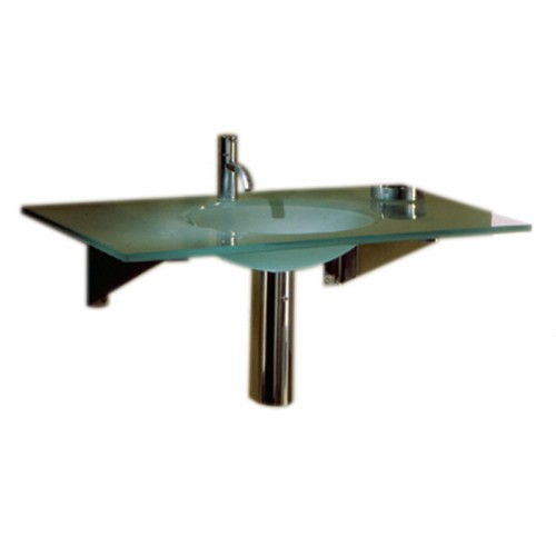 WHI-WHLOOM-D New Generation large rectangular 1/2" matte glass counter top with integrated round basin