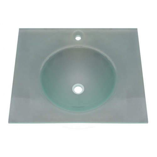 WHI-WHLOOM-F New Generation square 1/2" matte glass counter top with integrated round basin - polished stainless steel angular wall mount