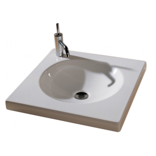 WHI-WHLOW New Generation LOW - square porcelain drop-in unit with round integrated basin. For wall mount installation, the Low Support is required.