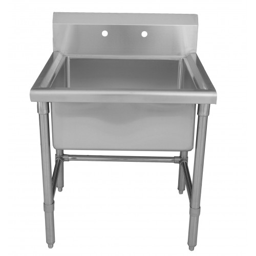 WHI-WHLS2424 Noah's Collection Brushed Stainless Steel square commercial freestanding laundry/utility sink