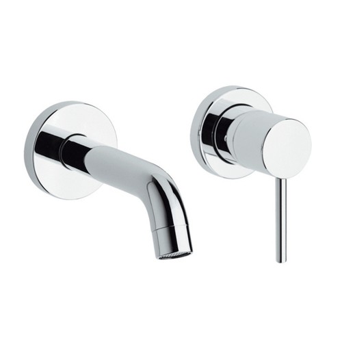 514.141WS-AB Blairhaus Truman widespread lavatory faucet with smooth lined arcing spout, hexagon-shaped cross handles, beveled escutcheons and pop-up waste