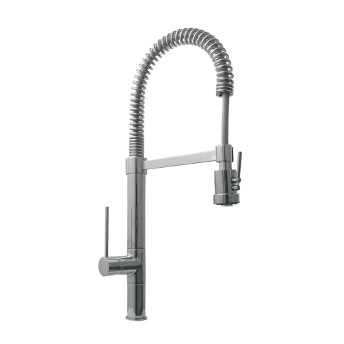 WHI-WHLX78557S-C Metrohaus commercial single hole faucet with flexible spout, pull-down spray head swivel support bar and lever handle