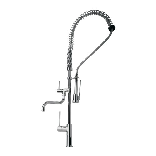 WHI-WHLX78559-C Metrohaus commercial single hole faucet with two separate control levers for spout and spray head