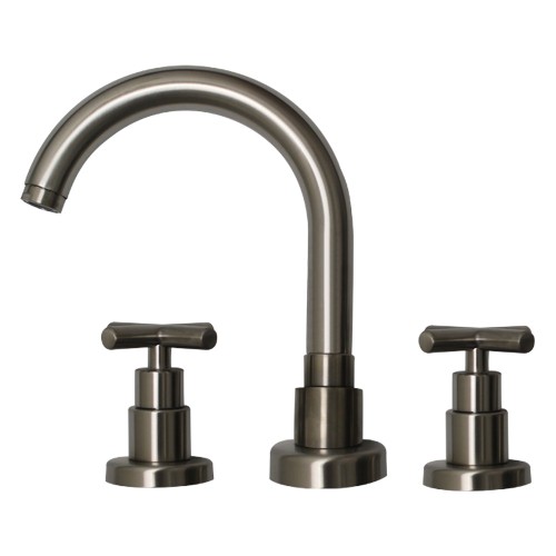 WHI-WHLX79214-BN Luxe widespread lavatory faucet with tubular swivel spout, cross handle and pop-up waste
