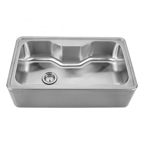 WHI-WHNAPA3016 Noah's Collection Brushed Stainless Steel single bowl drop-in sink with a seamless customized front apron
