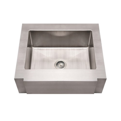 WHI-WHNCMAP3026 Noah's Collection Brushed Stainless Steel commercial single bowl sink with a decorative notched front apron
