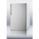 CM411LSSHV 20" wide counter height refrigerator-freezer with a lock, stainless steel door, thin handle and white cabinet