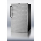 CM421BLDPLADA ADA compliant 20" wide freestanding refrigerator-freezer with a lock, diamond plate door, black cabinet and pro towel bar handle