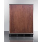 FF7BFRADA ADA compliant all-refrigerator for freestanding commercial use, with black cabinet and stainless steel door frame to accept slide-in custom panels