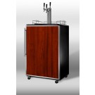 SBC490FRTRIPLE Full-sized commercial beer dispenser for freestanding use, with black cabinet, triple tap system, and stainless steel door frame for custom panels