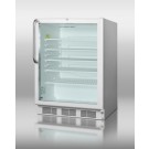 SCR600LCSS Commercially listed built-in undercounter beverage center in 24" footprint, with stainless steel wrapped cabinet, glass door, and lock