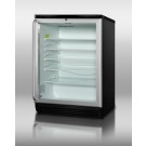 SCR600BLSH Commercially listed counter height beverage center in 24" footprint, with black cabinet, glass door, full-length stainless steel handle, and lock