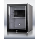 MB25LGL Silent absorption minibar for hotel use, with glass door, gray cabinet, and lock