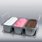 Gelato Pan Holder Basket holder for full or half size Gelato pans available for any flat glass slide top freezer.