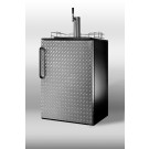 SBC490BIDPL Built-in auto defrost commercial beer dispenser with black cabinet, diamond plate door and complete tap accessory kit