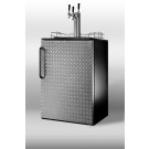 SBC490BIDPLTRIPLE Built-in auto defrost commercial beer dispenser with black cabinet, diamond plate door and triple tap kit