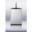 SBC490BISSHV Built-in auto defrost commercial beer dispenser with stainless steel door, thin handle, and complete tap accessories
