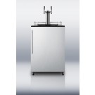 SBC490BISSHVTWIN Built-in auto defrost commercial beer dispenser with two taps, stainless steel door, and thin handle