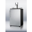 SBC490BISSTBTWIN Built-in auto defrost commercial beer dispenser with two taps, stainless steel door, and towel bar handle