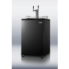 SBC490BITWIN Built-in auto defrost commercial beer dispenser with black exterior, dual tap system, and full tap accessory kit