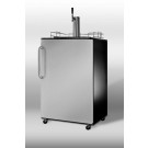 SBC490SSTB Freestanding commercial beer dispenser with black cabinet, stainless steel door, towel bar handle, and complete tap system