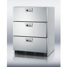 SP6DSADA ADA compliant built-in stainless steel refrigerator with three drawers and auto defrost