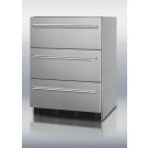 SP6DSSTBADA ADA compliant three-drawer stainless steel refrigerator with automatic defrost for built-in or freestanding use